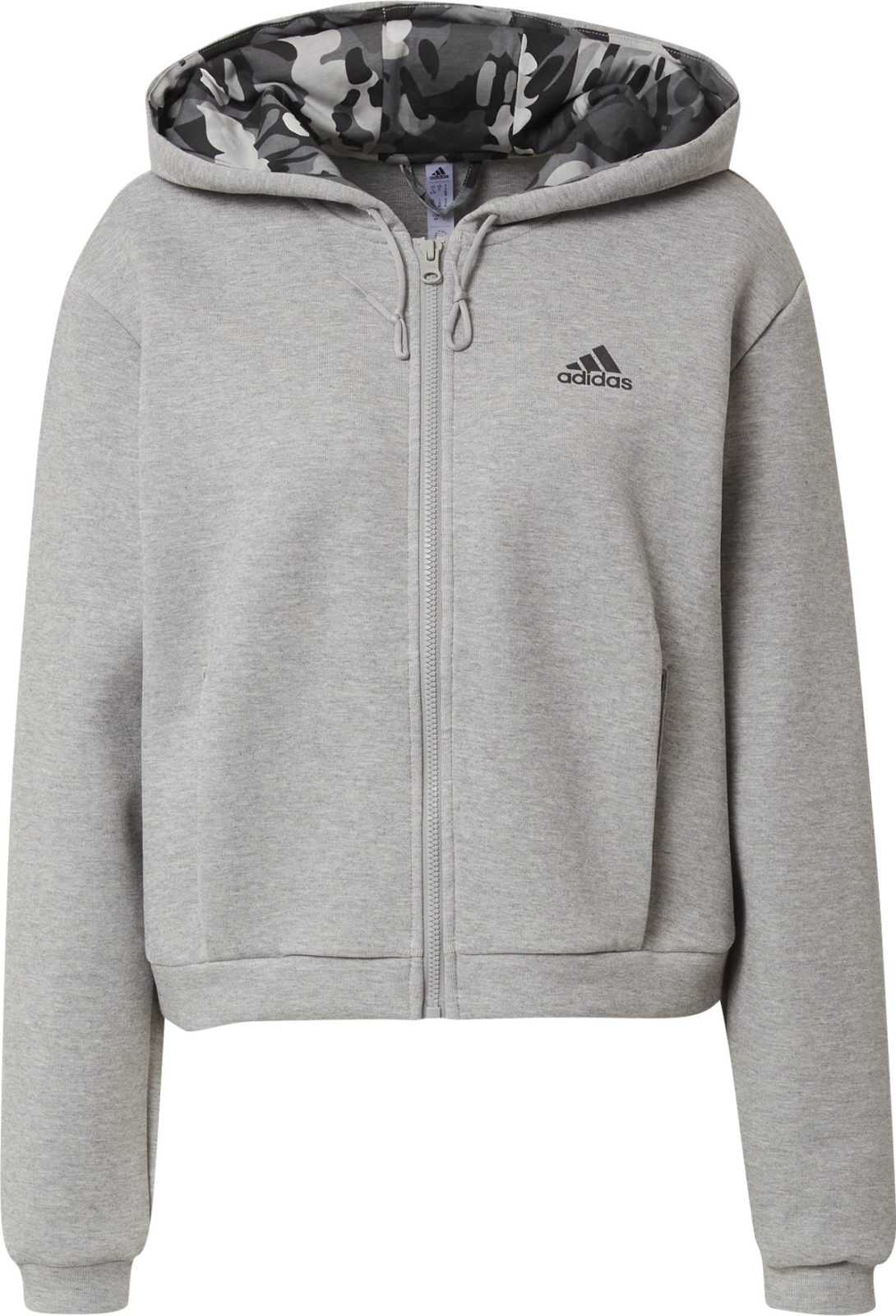 ADIDAS SPORTSWEAR Sportovní mikina tmavě šedá / šedý melír / černá