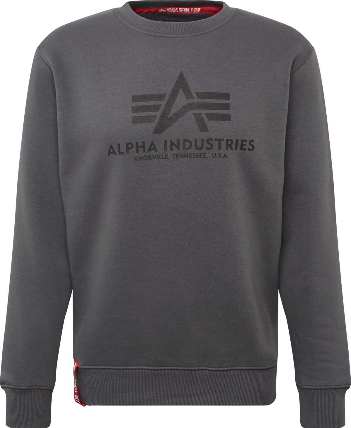 ALPHA INDUSTRIES Mikina antracitová / tmavě šedá