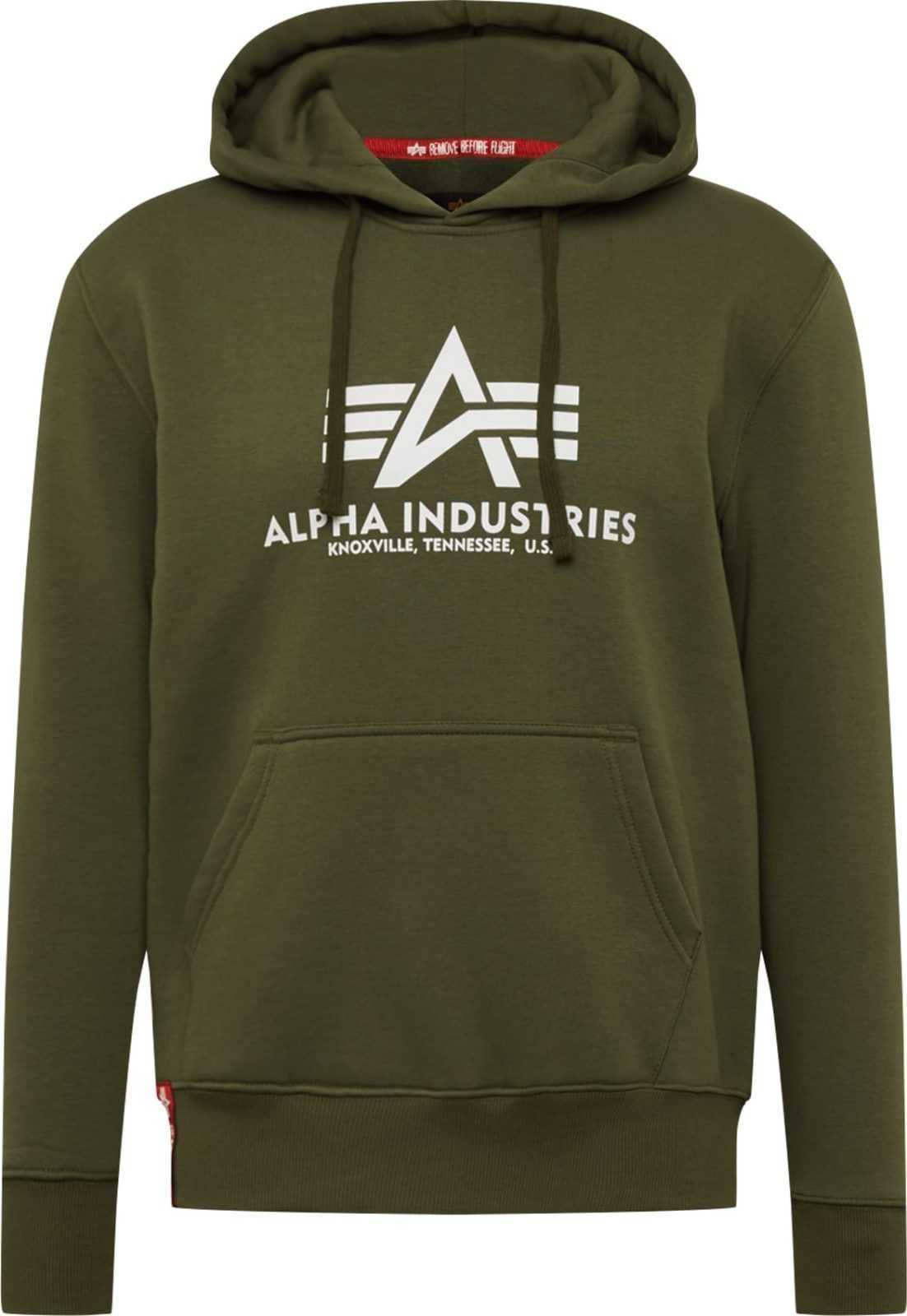 ALPHA INDUSTRIES Mikina olivová / bílá