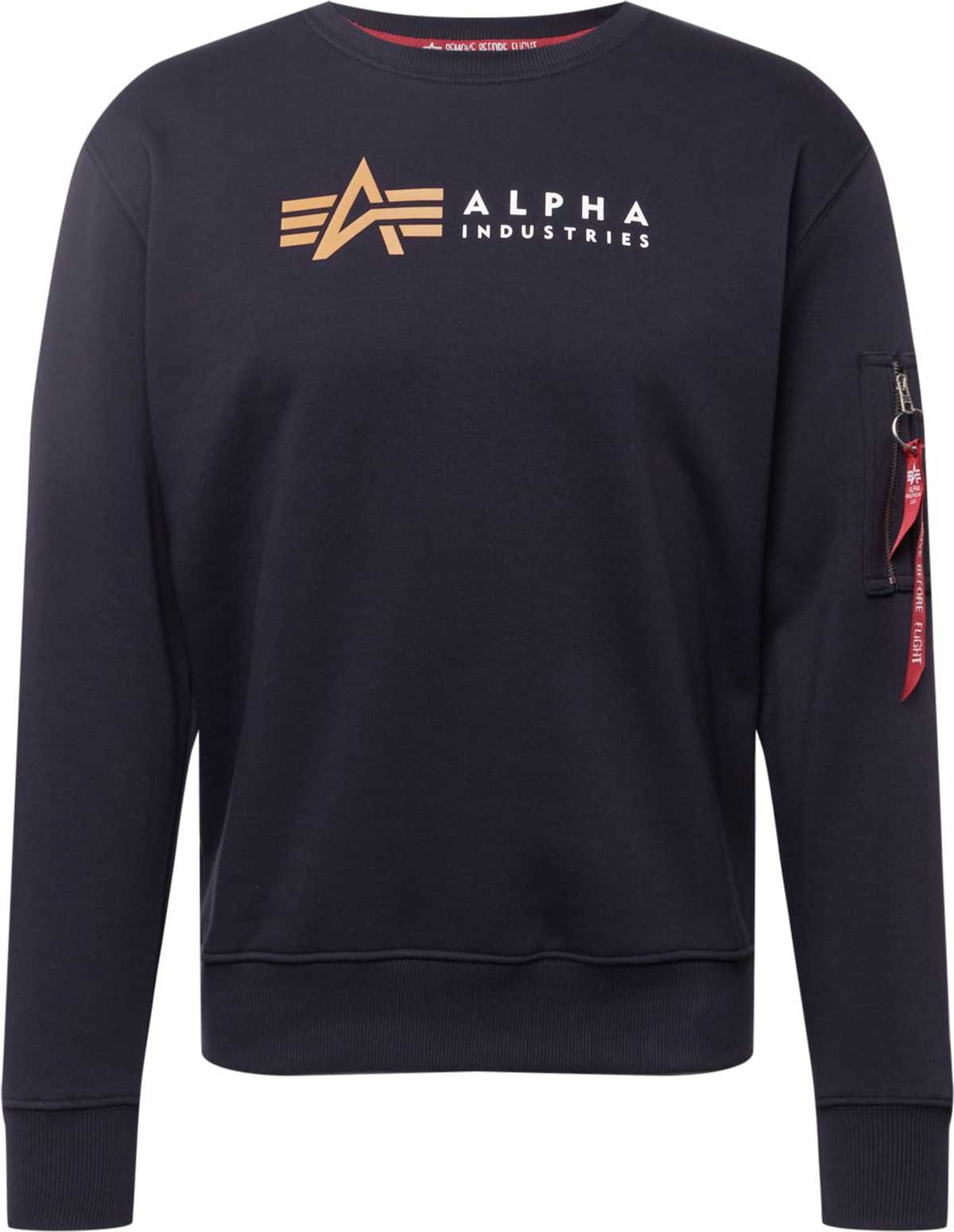 ALPHA INDUSTRIES Mikina písková / noční modrá / bílá