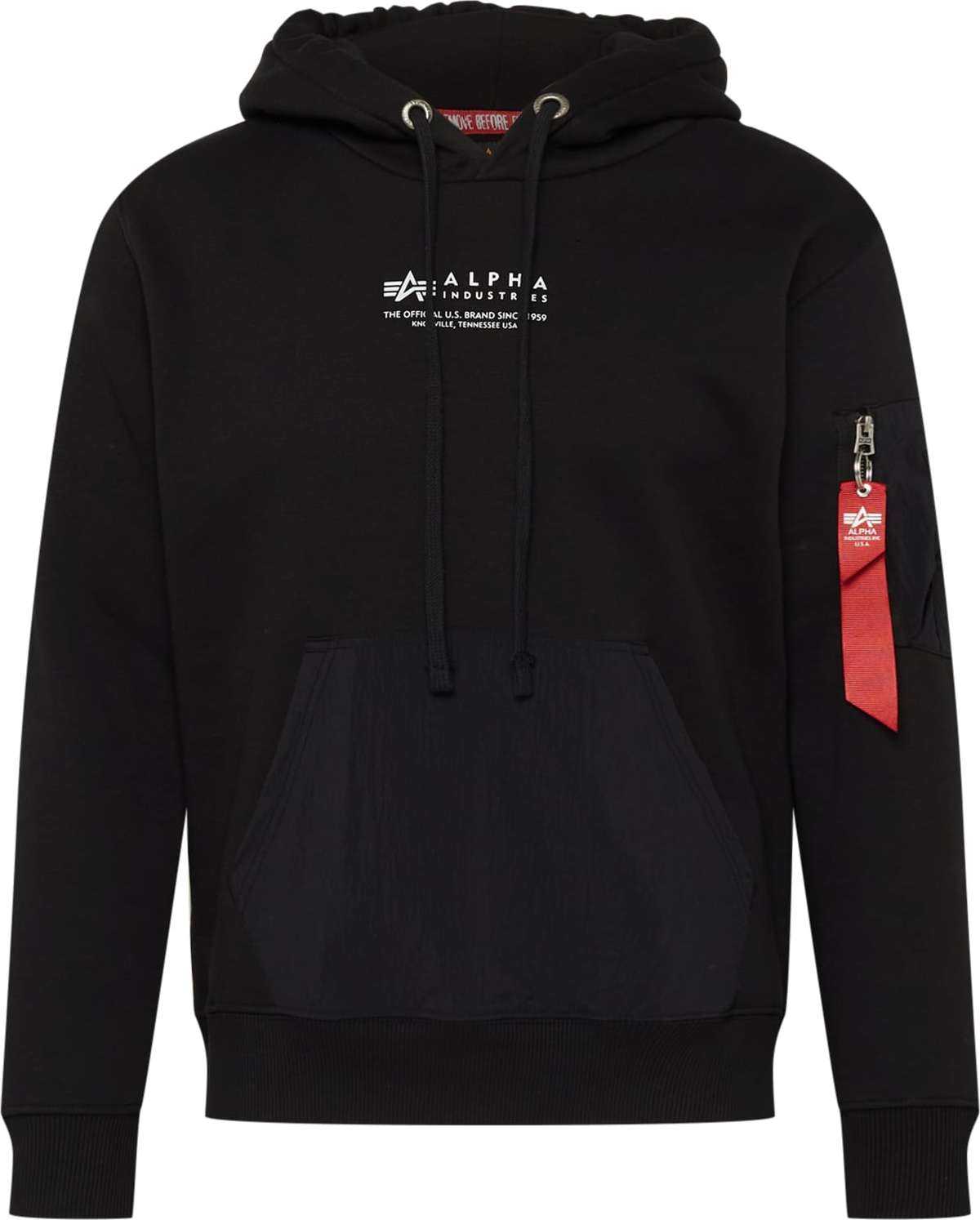 ALPHA INDUSTRIES Mikina černá / bílá