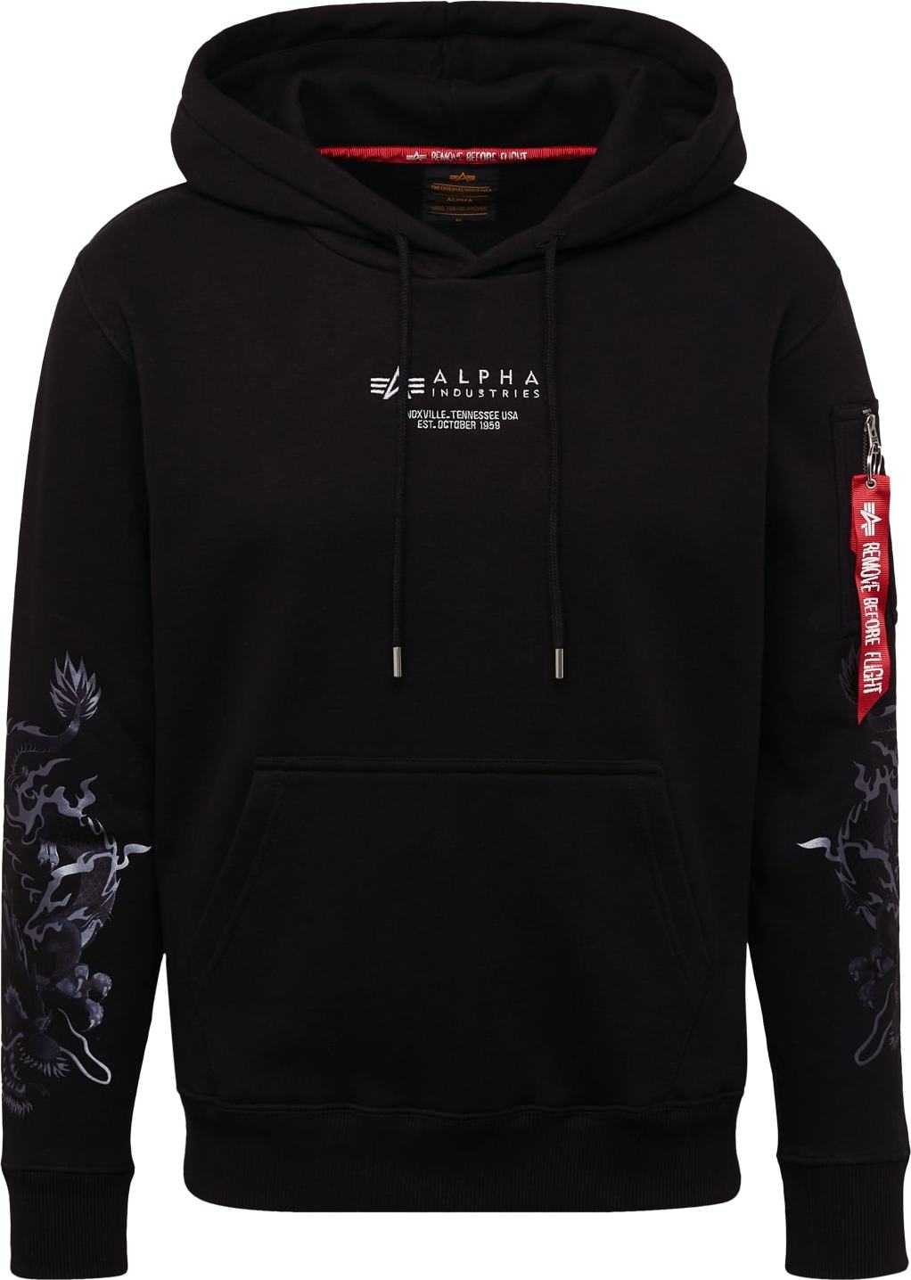 ALPHA INDUSTRIES Mikina 'Dragon' chladná modrá / jasně červená / černá / bílá