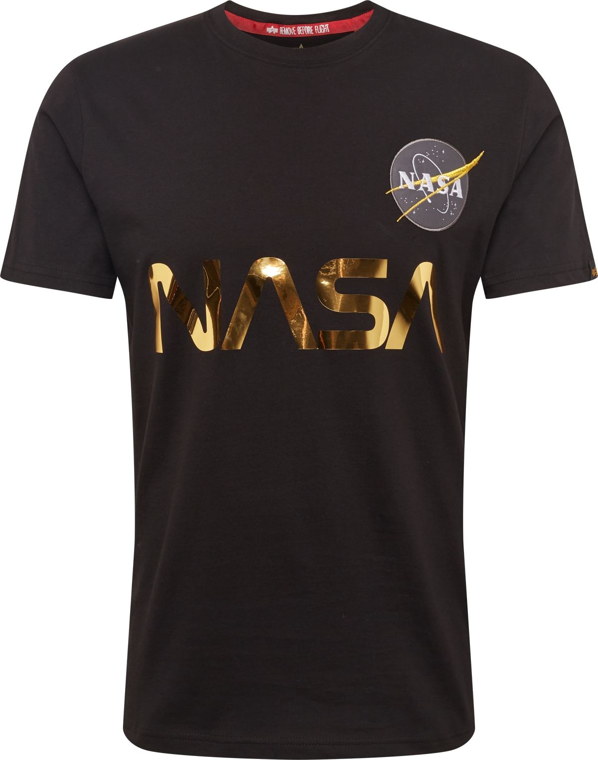 ALPHA INDUSTRIES Tričko 'NASA Reflective T' zlatá / černá