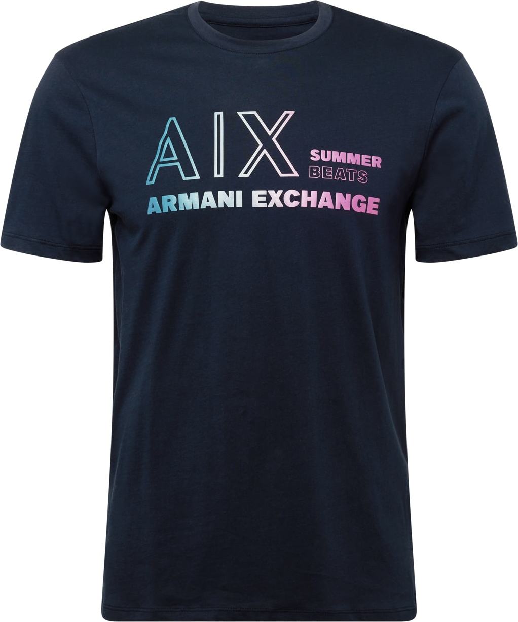 ARMANI EXCHANGE Tričko námořnická modř / světlemodrá / pink / bílá