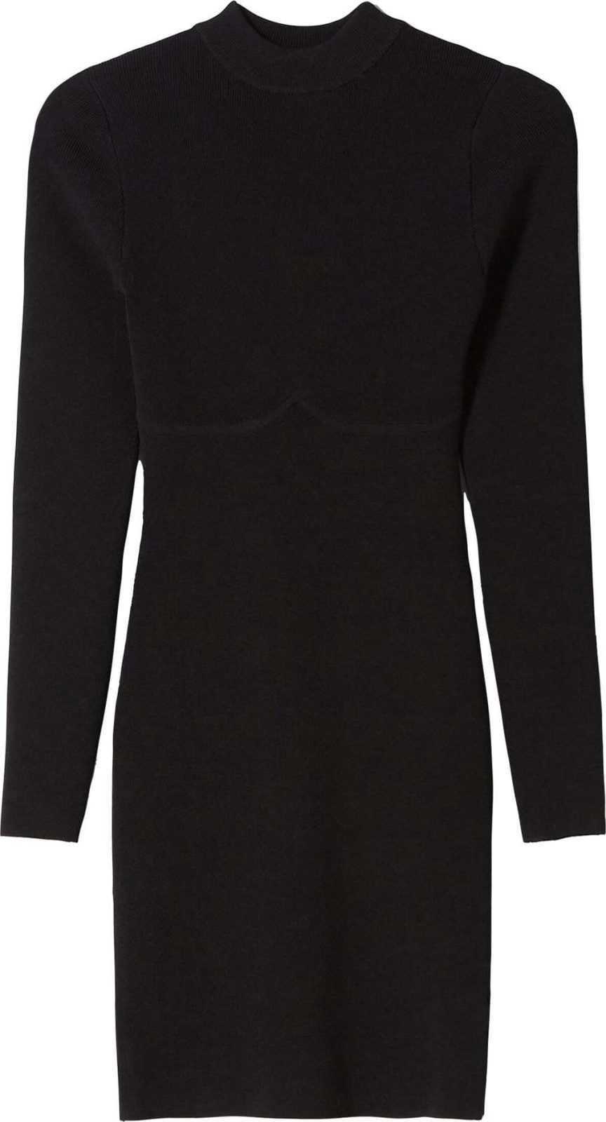 Bershka Úpletové šaty černá / průhledná