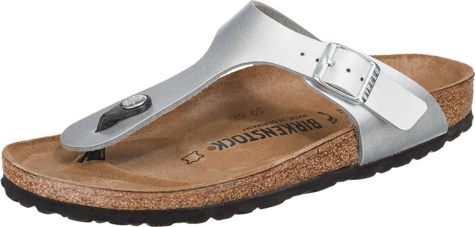 BIRKENSTOCK Pantofle 'Gizeh' stříbrná