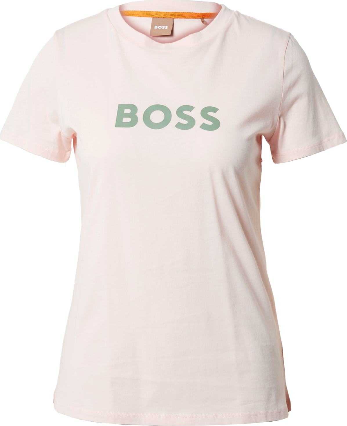 BOSS Orange Tričko 'Elogo' khaki / růžová