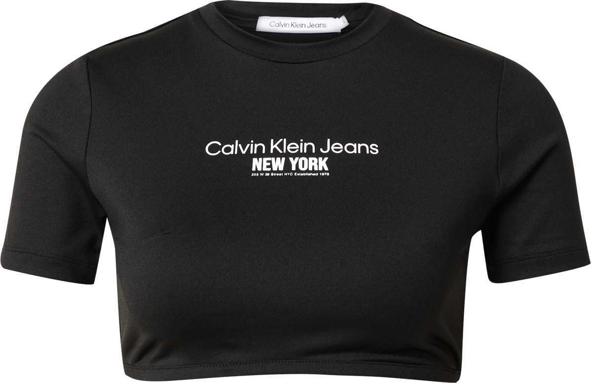 Calvin Klein Jeans Tričko černá / bílá