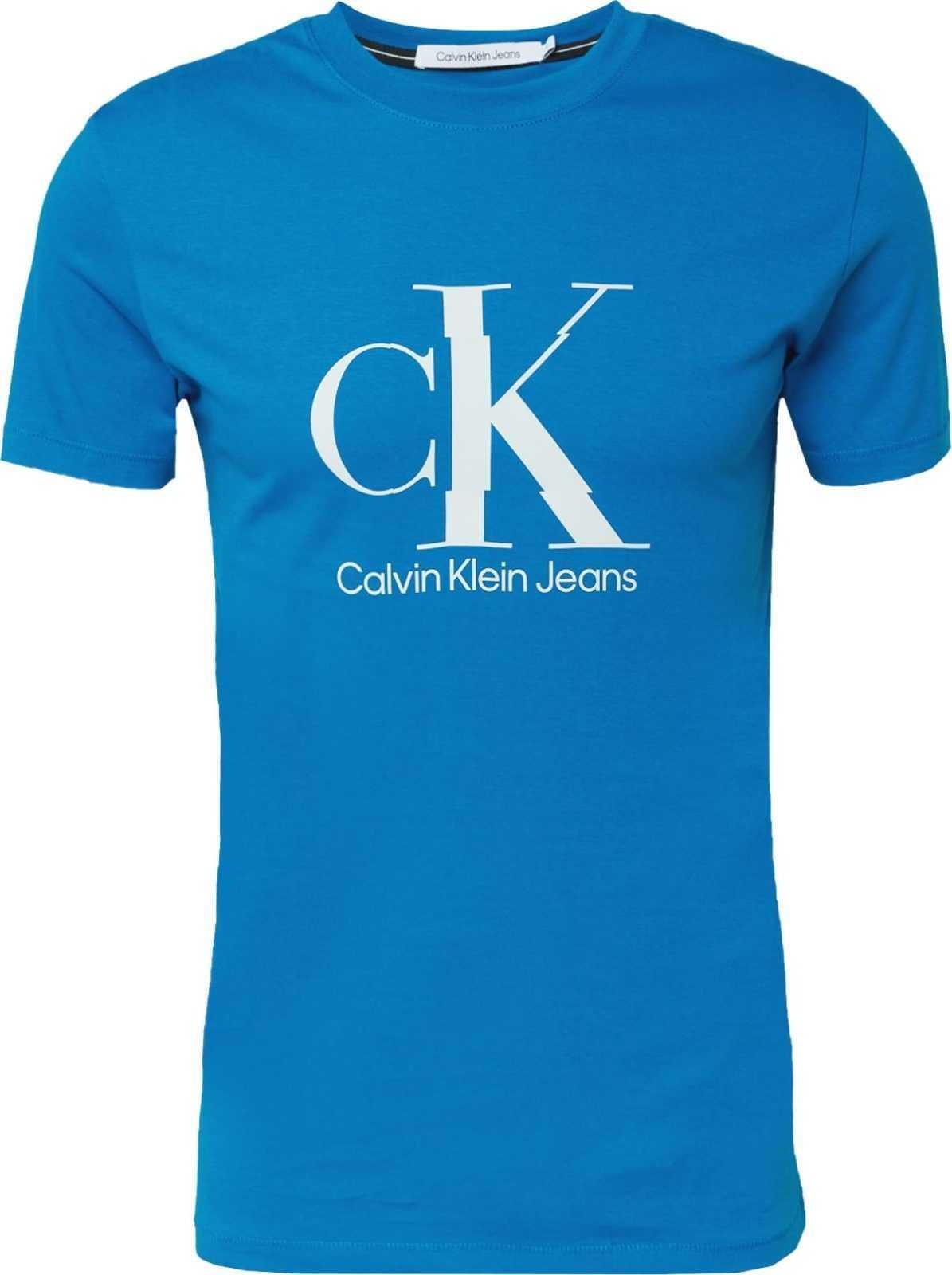 Calvin Klein Jeans Tričko královská modrá / bílá