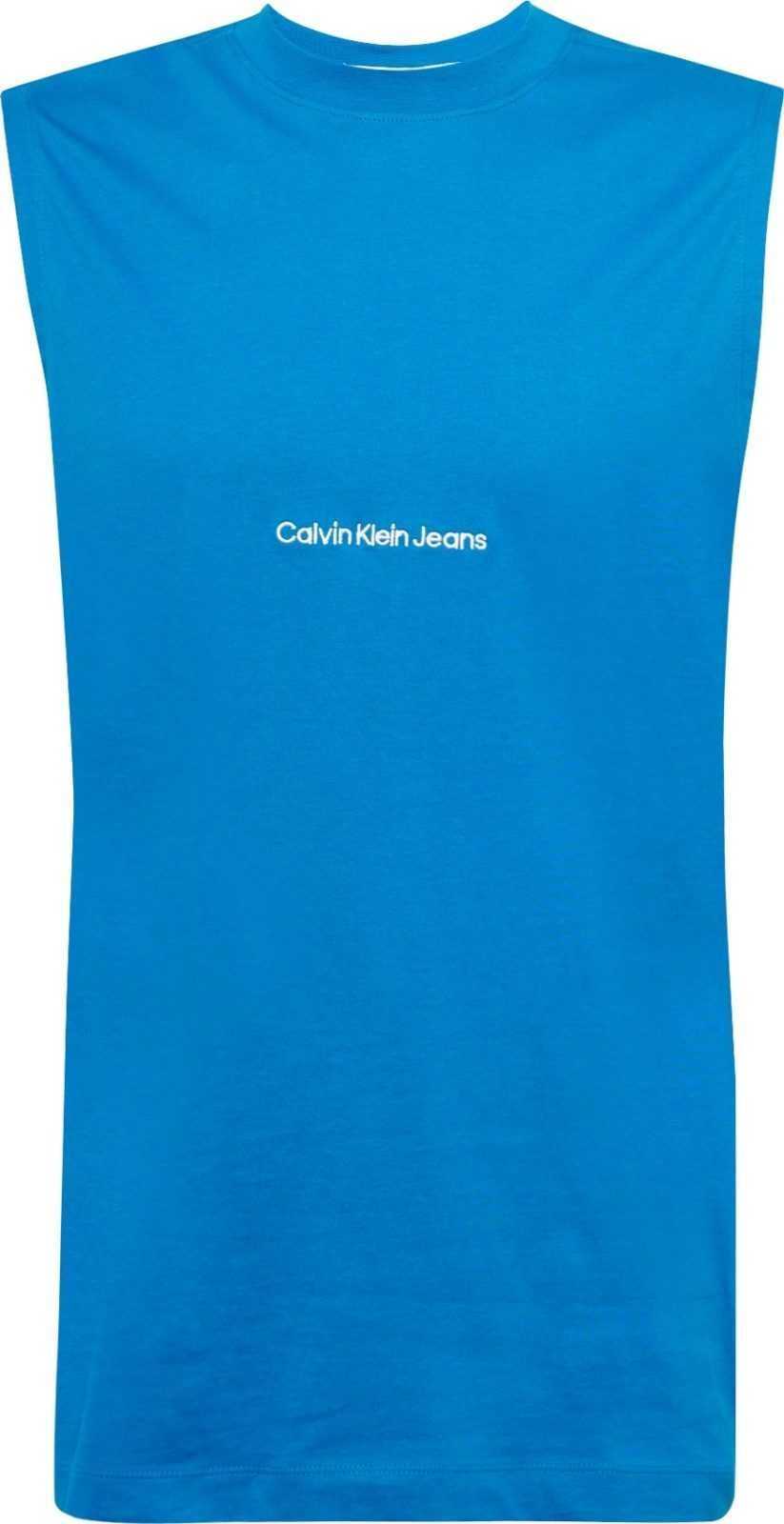 Calvin Klein Jeans Tričko nebeská modř / bílá