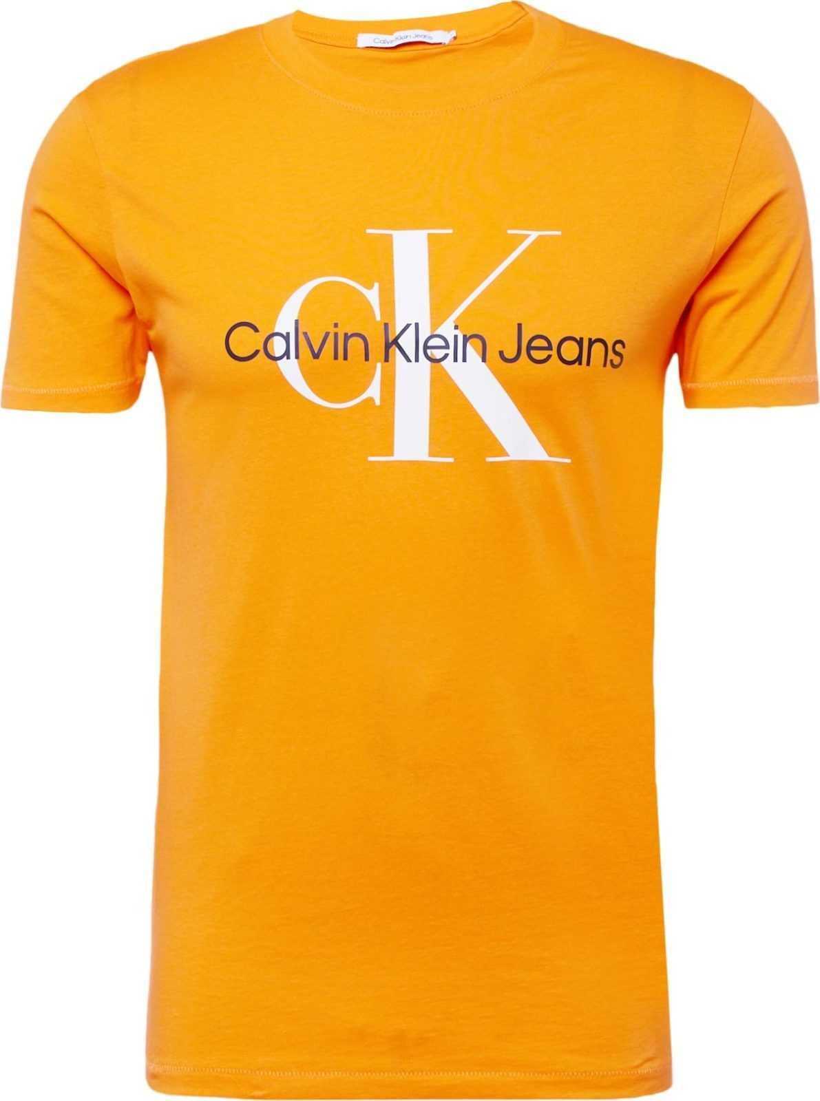 Calvin Klein Jeans Tričko oranžová / černá / bílá