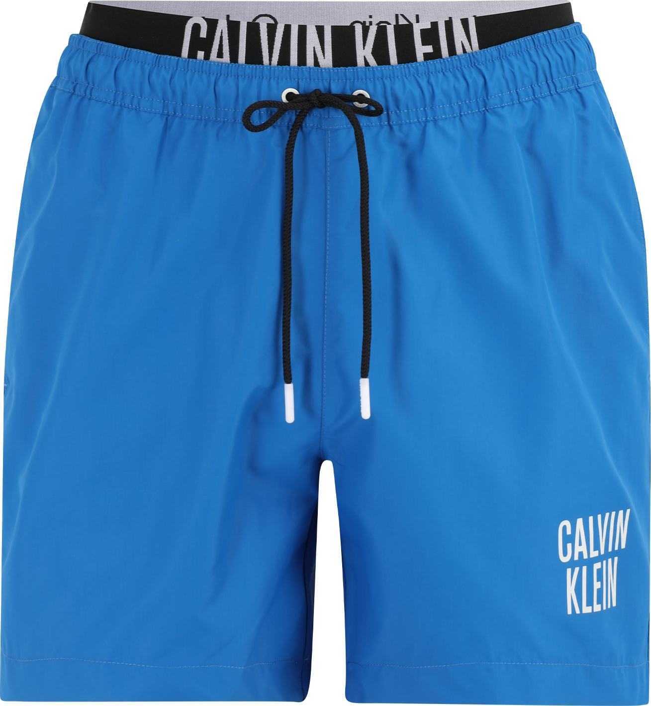 Calvin Klein Swimwear Plavecké šortky nebeská modř / světle šedá / černá / bílá