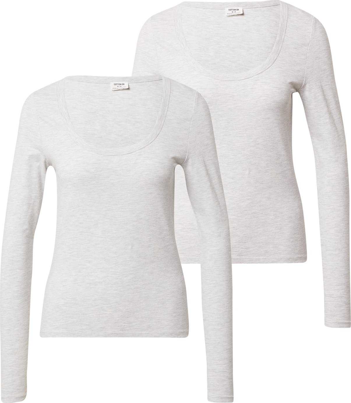 Cotton On Tričko 'EVERYDAY SCOOPED LONG SLEEVE TOP - 2 PACK' šedý melír