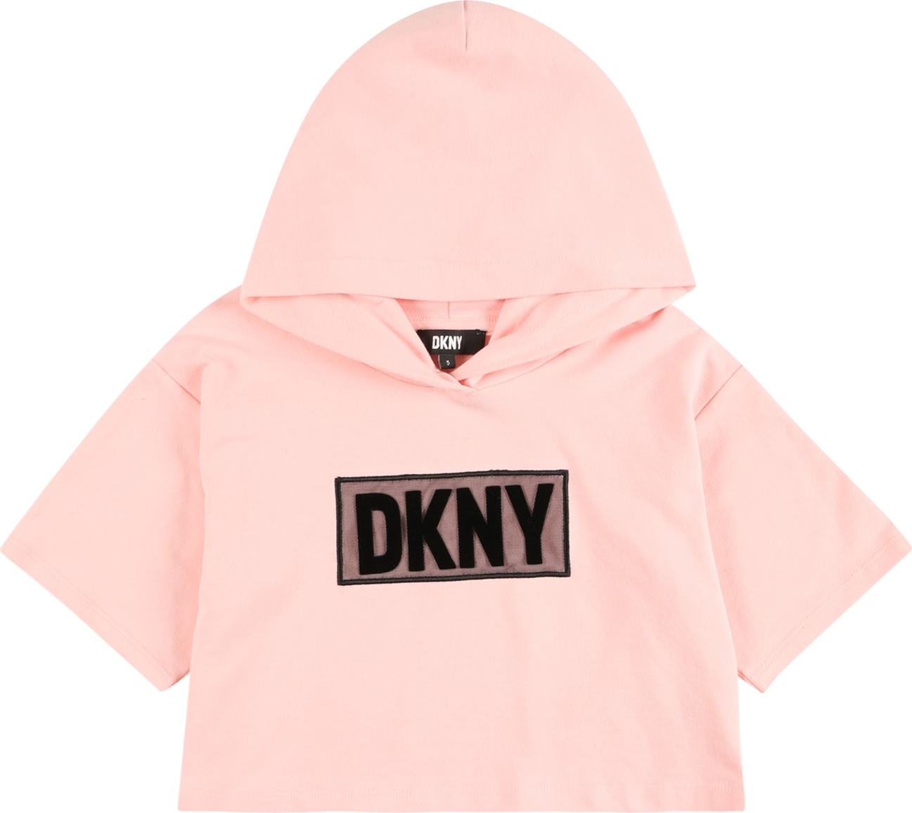 DKNY Tričko světle růžová / černá