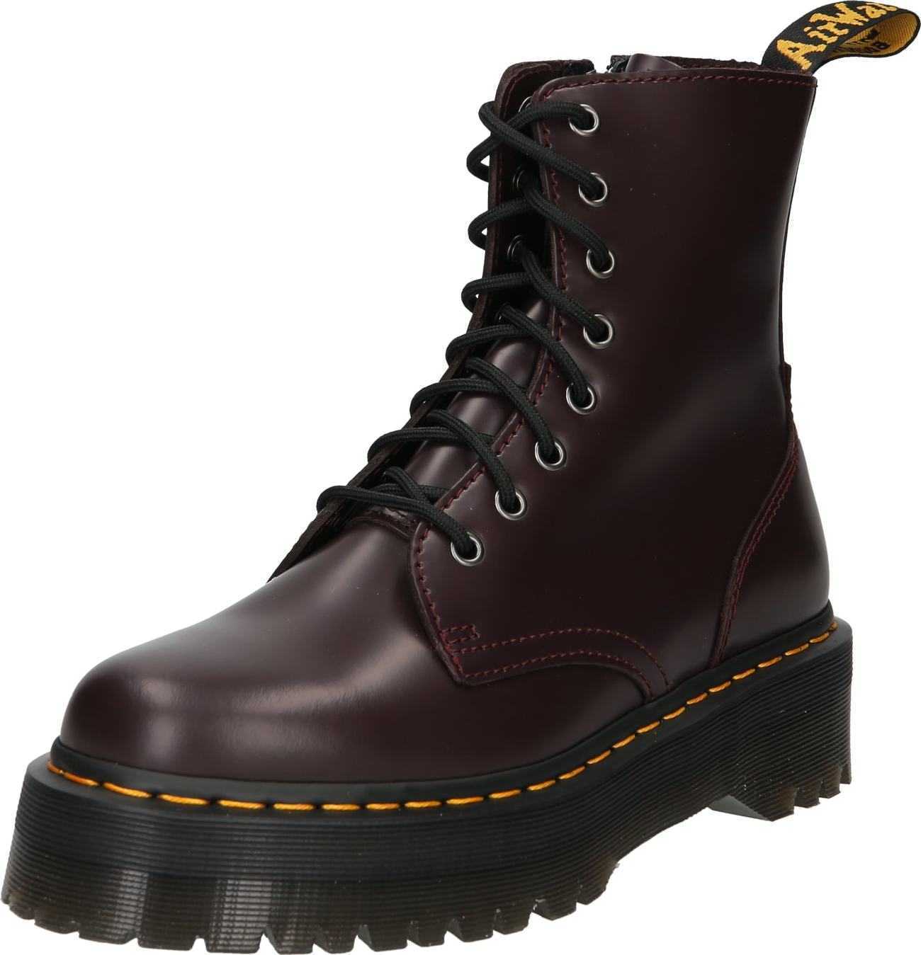 Dr. Martens Šněrovací kozačky 'Jadon' žlutá / burgundská červeň / černá