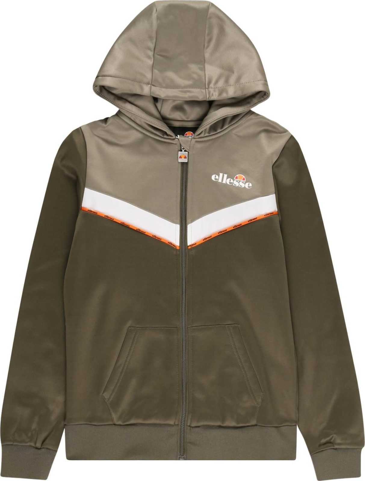 ELLESSE Mikina 'Teodor' khaki / olivová / oranžová / bílá