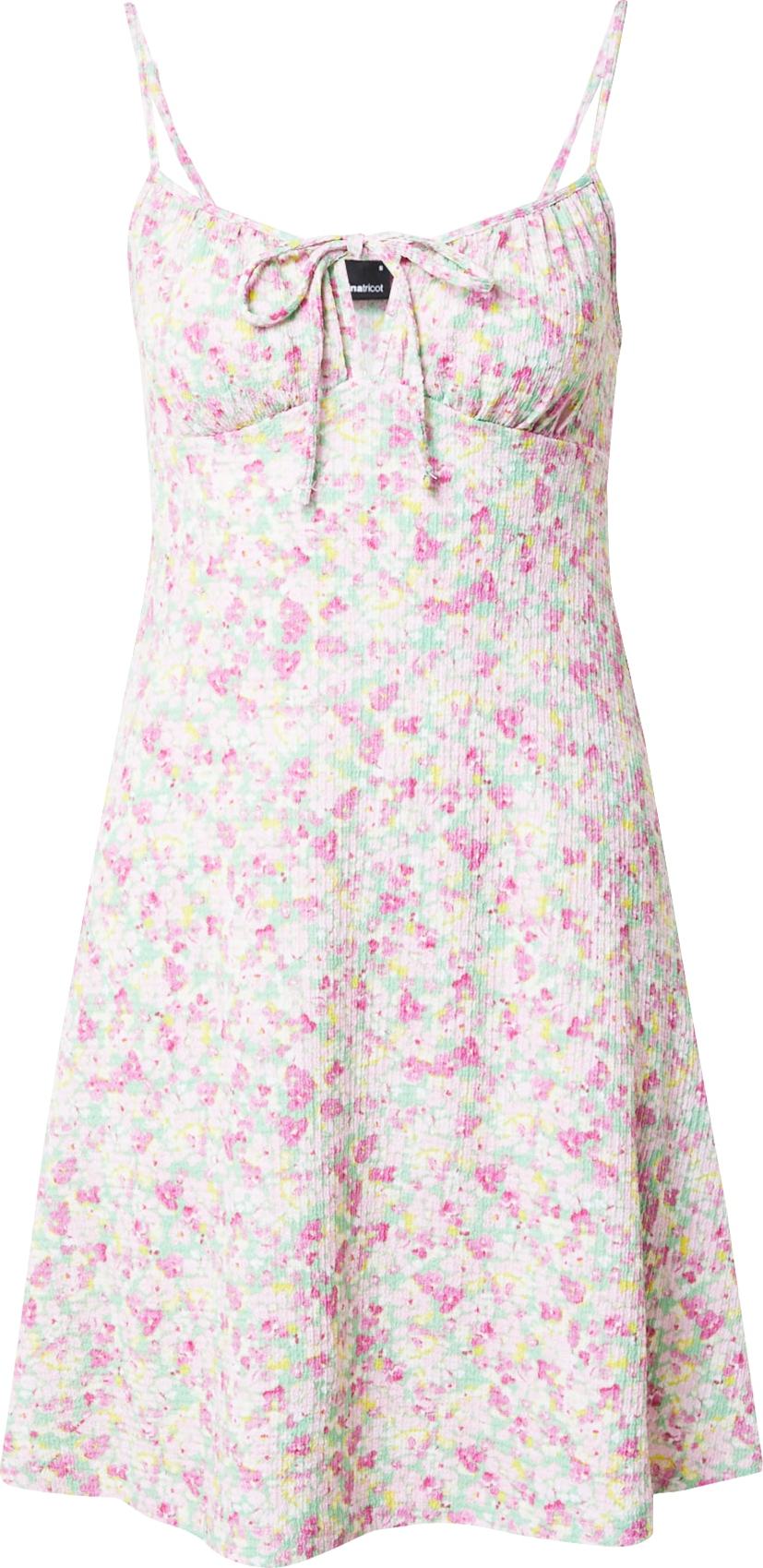 Gina Tricot Letní šaty 'Lili' světle žlutá / mátová / pink / pastelově růžová / bílá