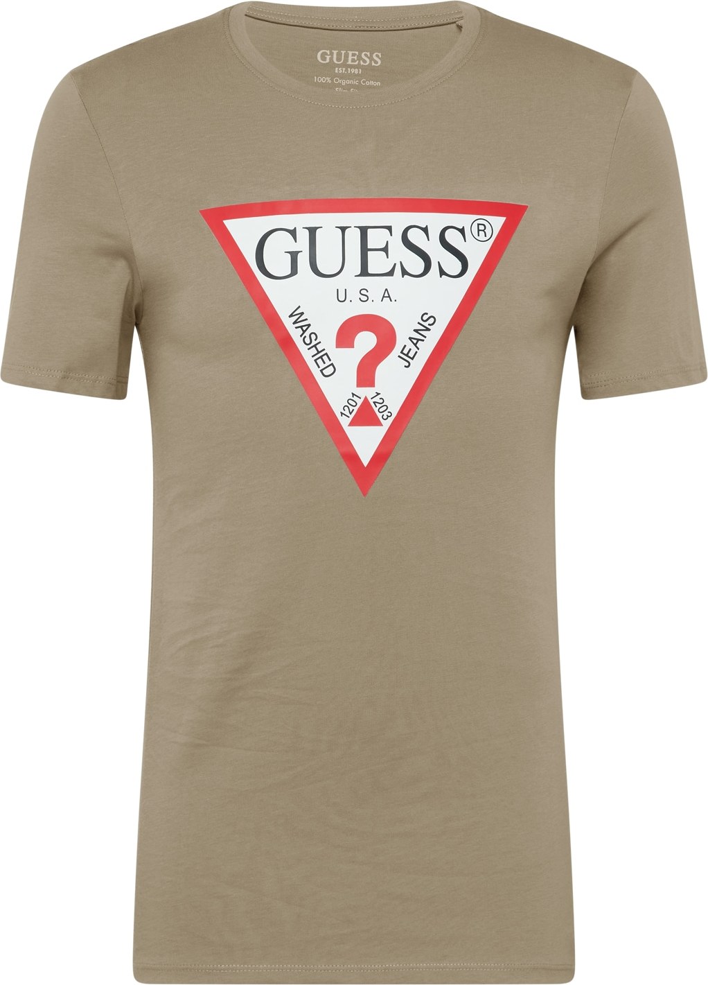 GUESS Tričko khaki / červená / bílá