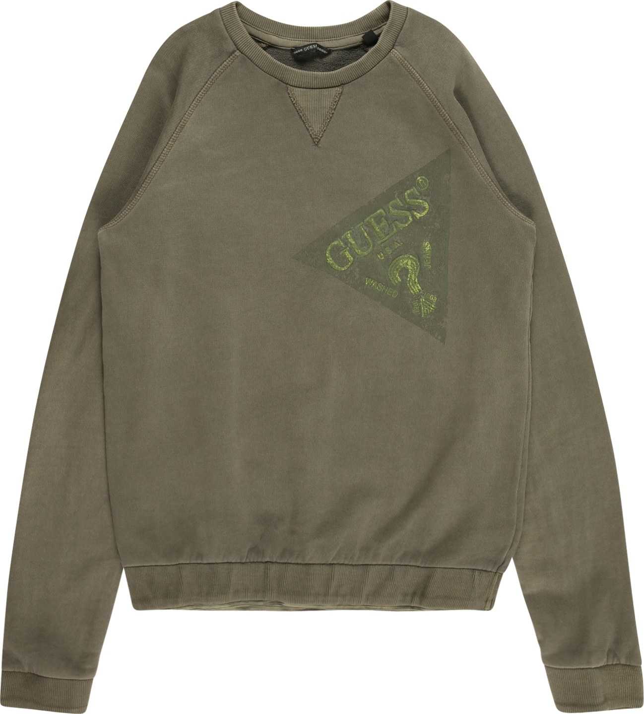 GUESS Tričko khaki / světle zelená