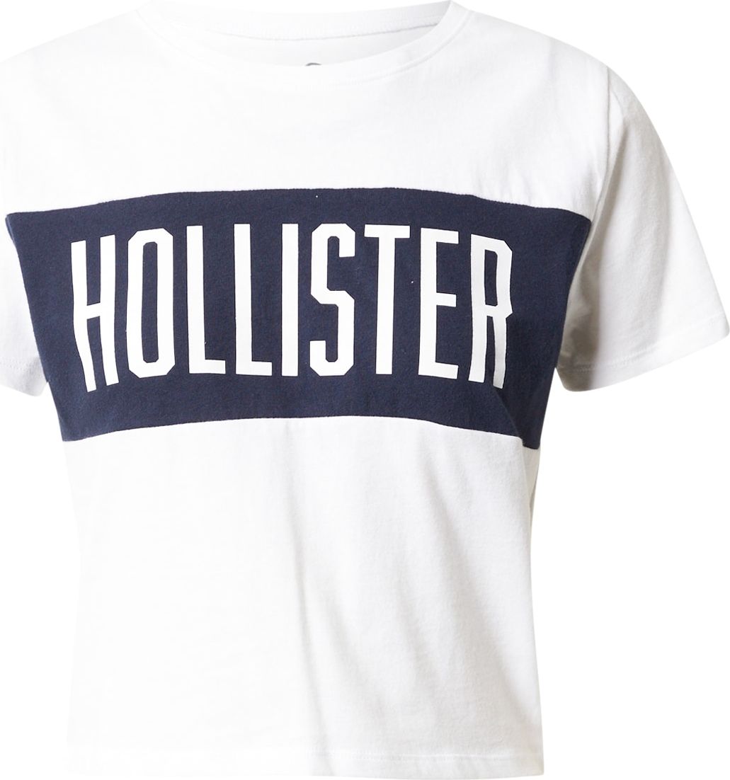 HOLLISTER Tričko marine modrá / bílá