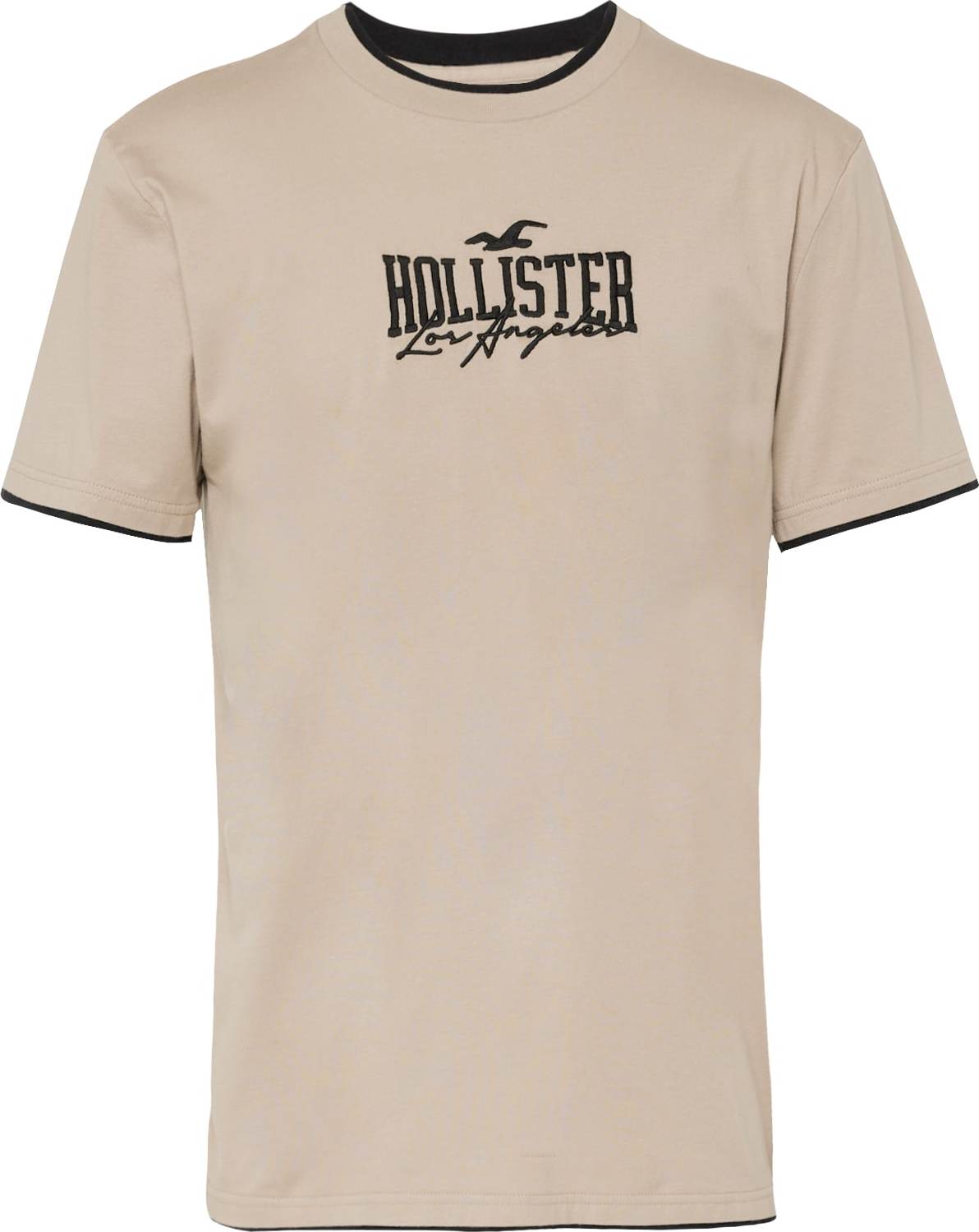 HOLLISTER Tričko světle hnědá / černá