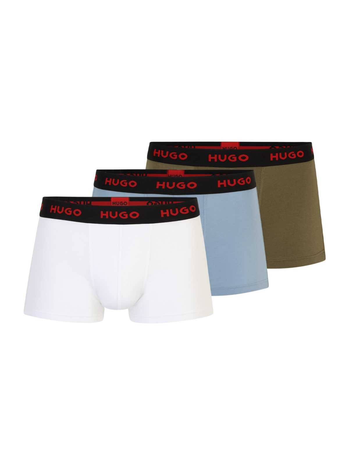 HUGO Boxerky světlemodrá / khaki / bílá