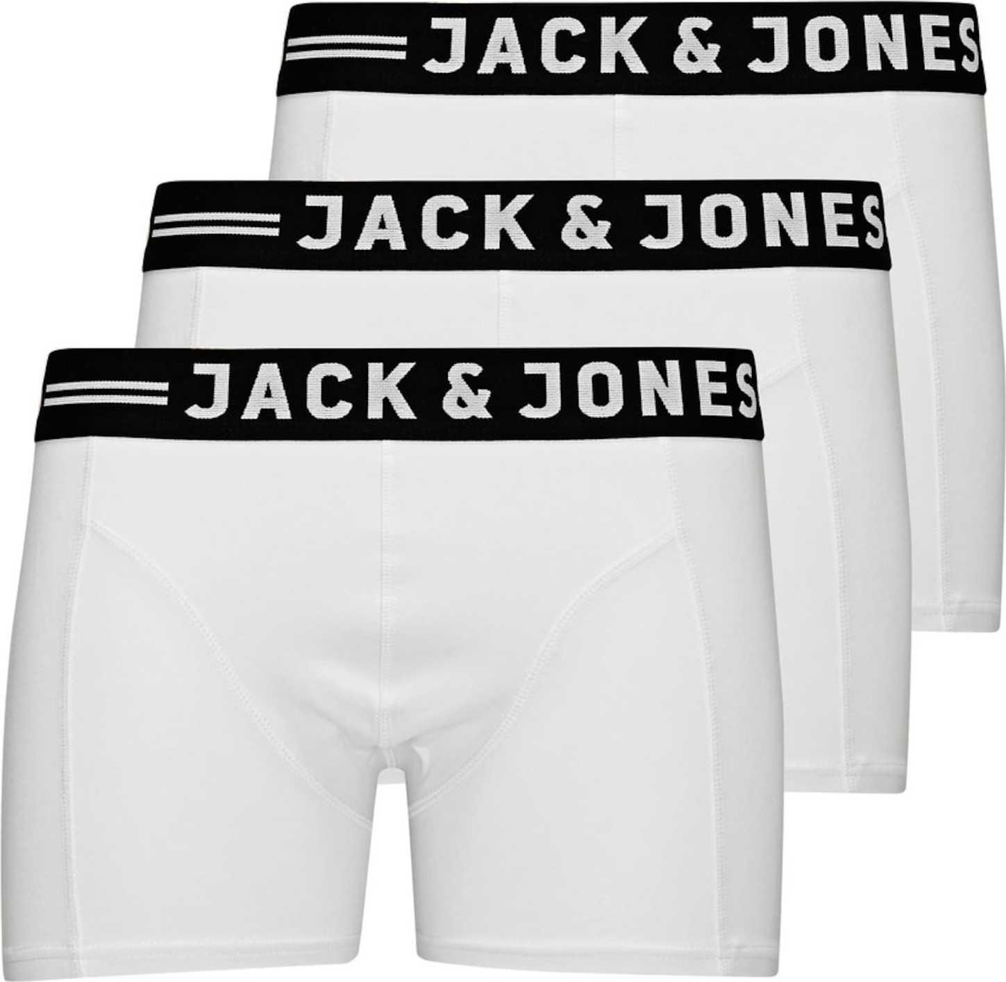 JACK & JONES Boxerky 'Sense' černá / bílá