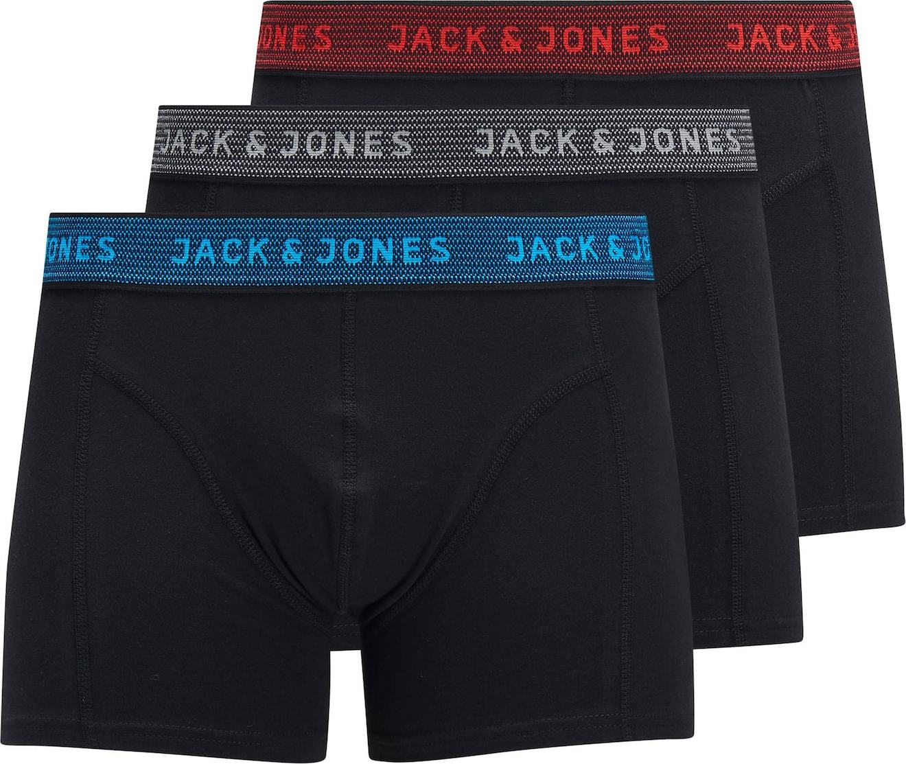 JACK & JONES Boxerky modrá / šedá / červená / černá