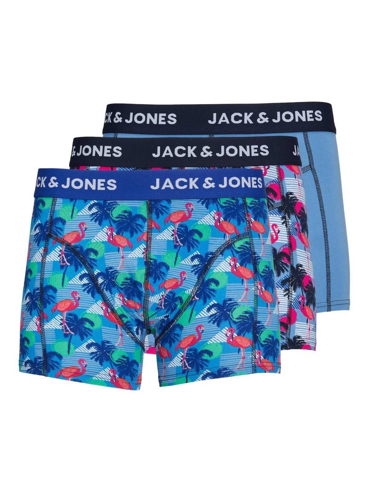 JACK & JONES Boxerky modrá / námořnická modř / malinová / bílá