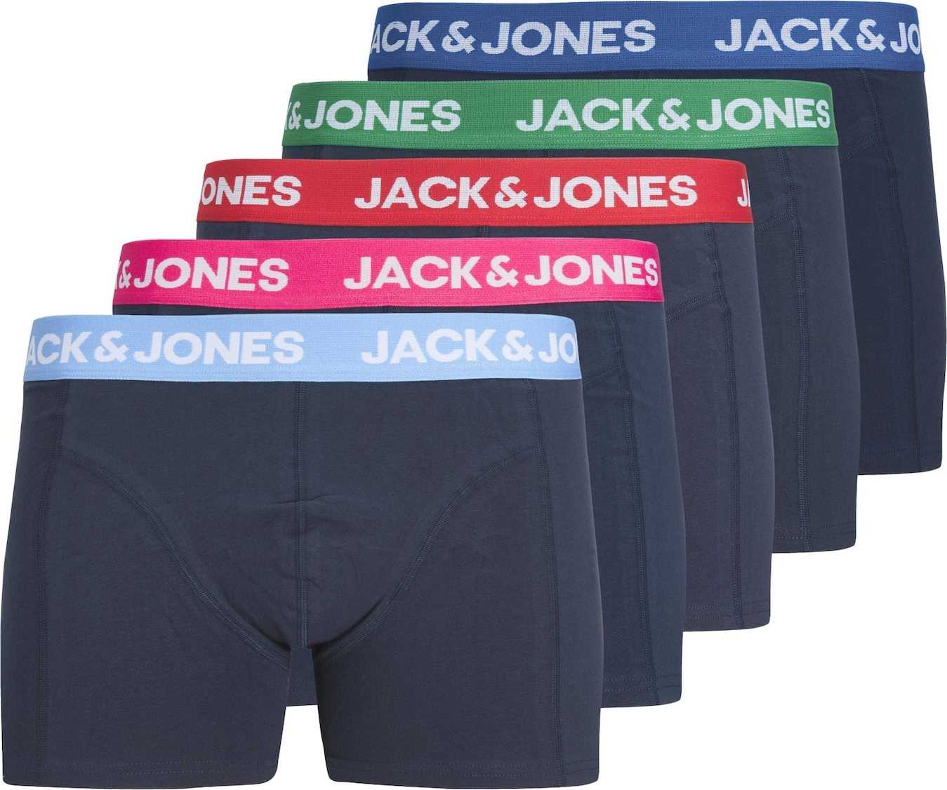 JACK & JONES Boxerky 'NORMAN' námořnická modř / světlemodrá / pink / červená