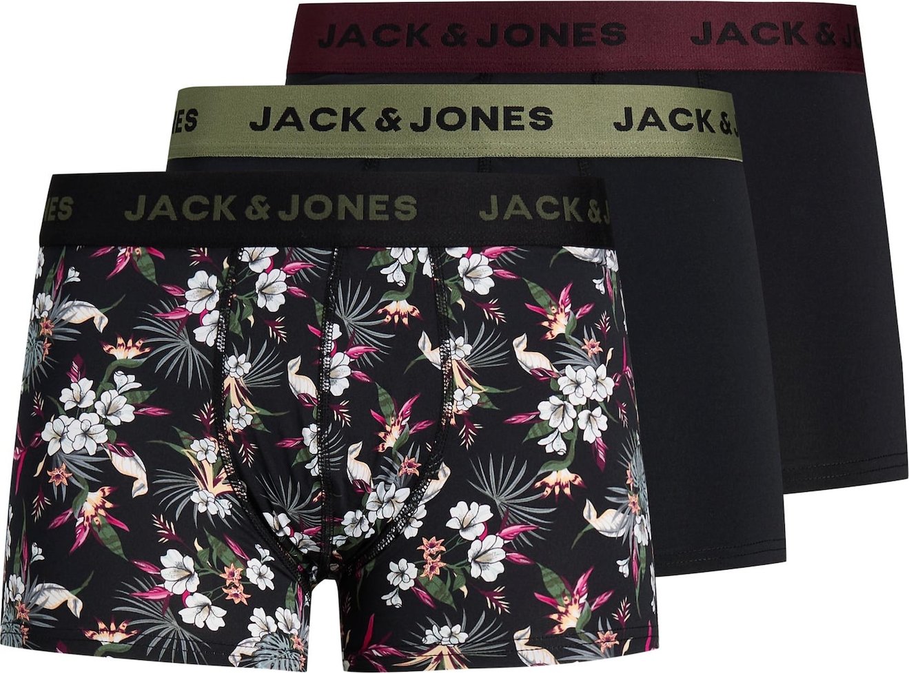 JACK & JONES Boxerky rákos / mix barev / karmínově červené / černá