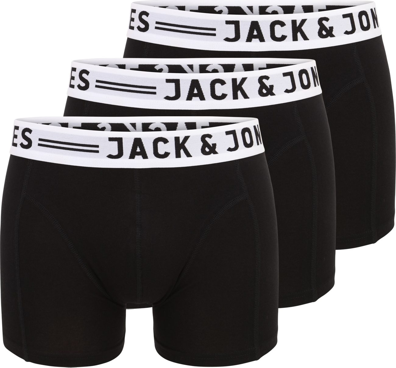 JACK & JONES Boxerky 'SENSE' černá / bílá