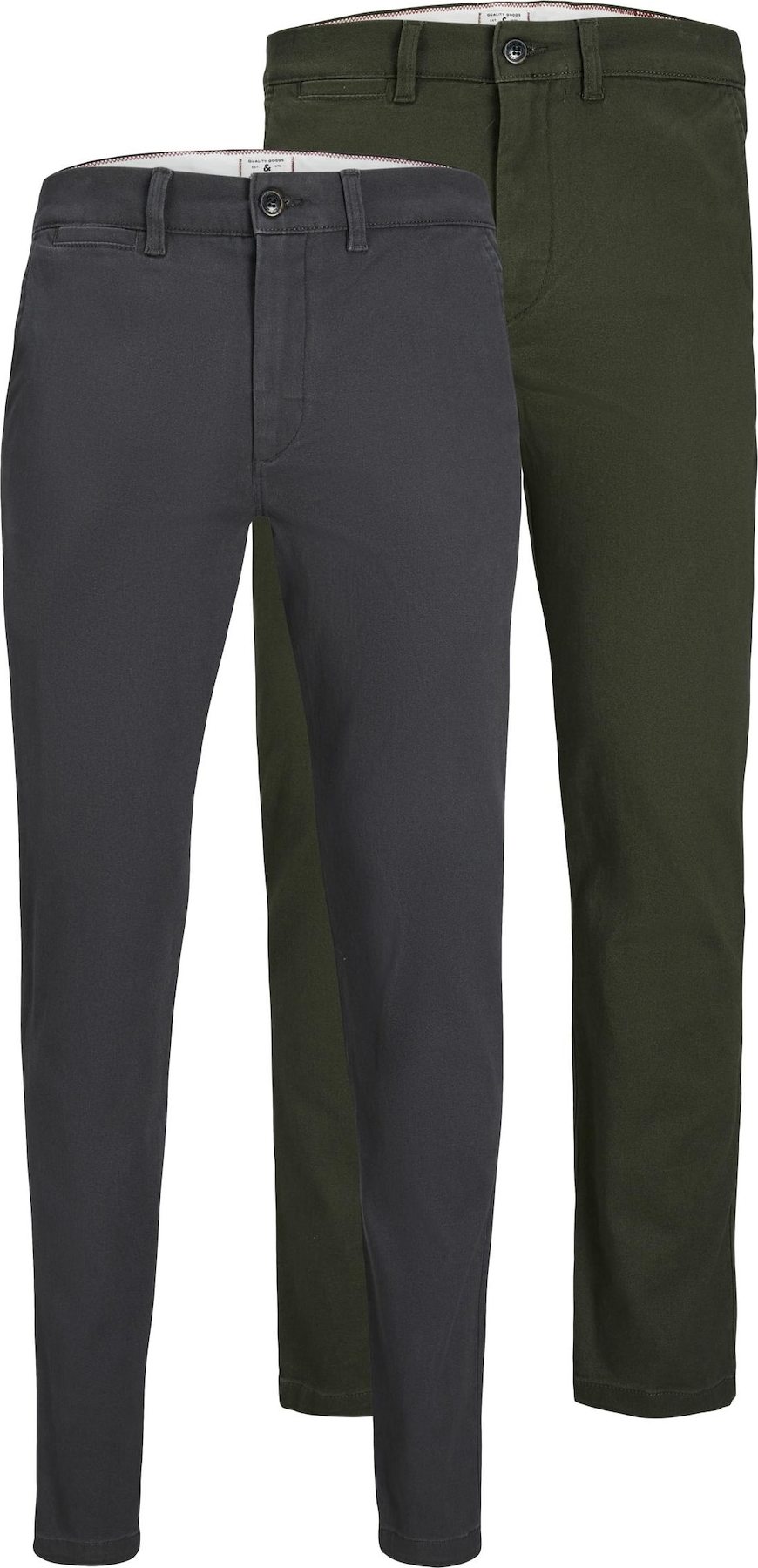 JACK & JONES Chino kalhoty 'Ollie Dave' tmavě šedá / olivová