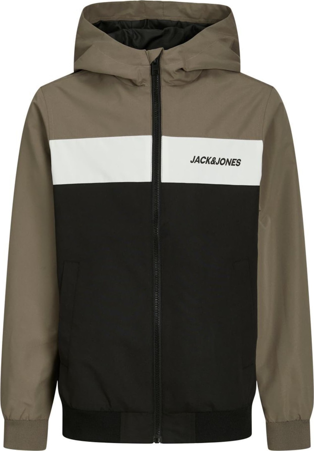 Jack & Jones Junior Přechodná bunda hnědá / černá / bílá