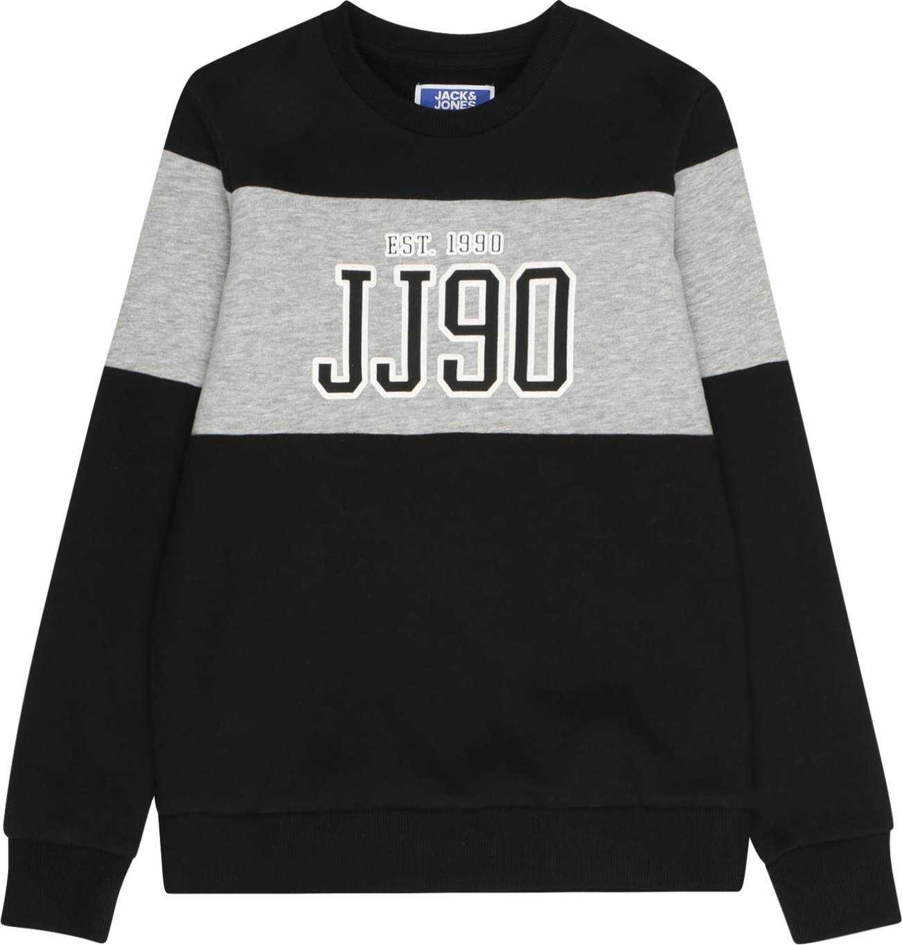 Jack & Jones Junior Mikina 'Cebm' šedý melír / černá