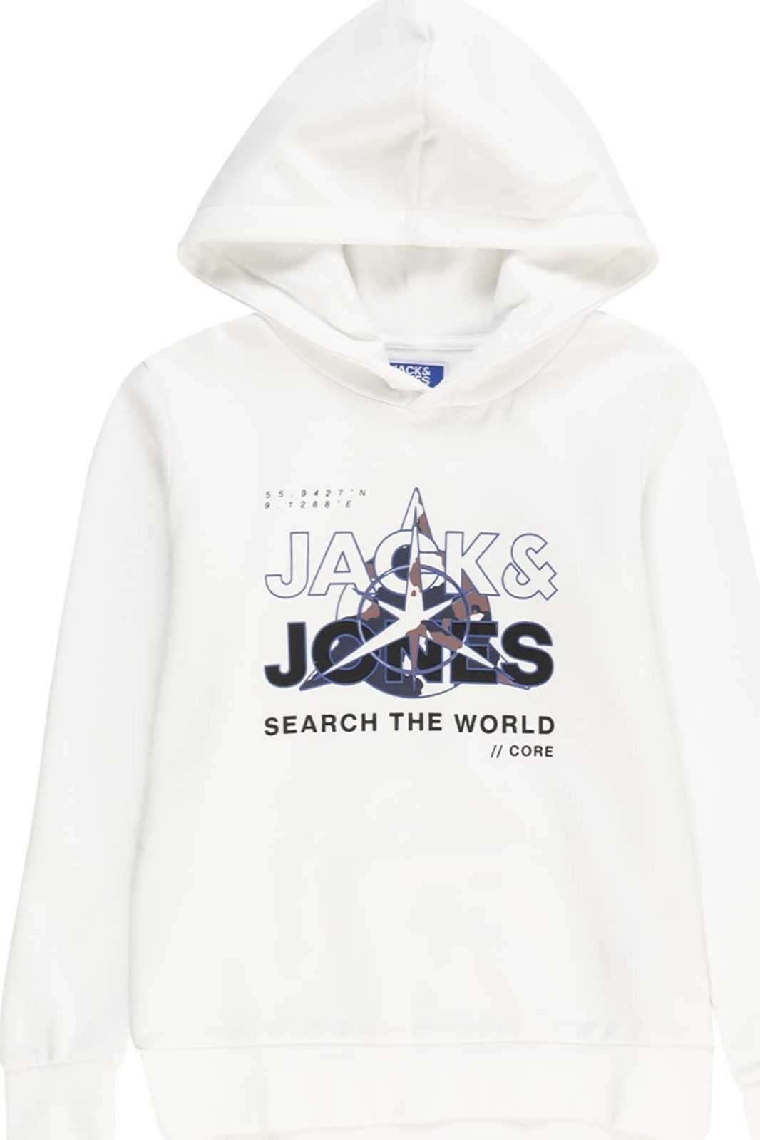 Jack & Jones Junior Mikina 'HUNT' modrá / hnědá / černá / bílá