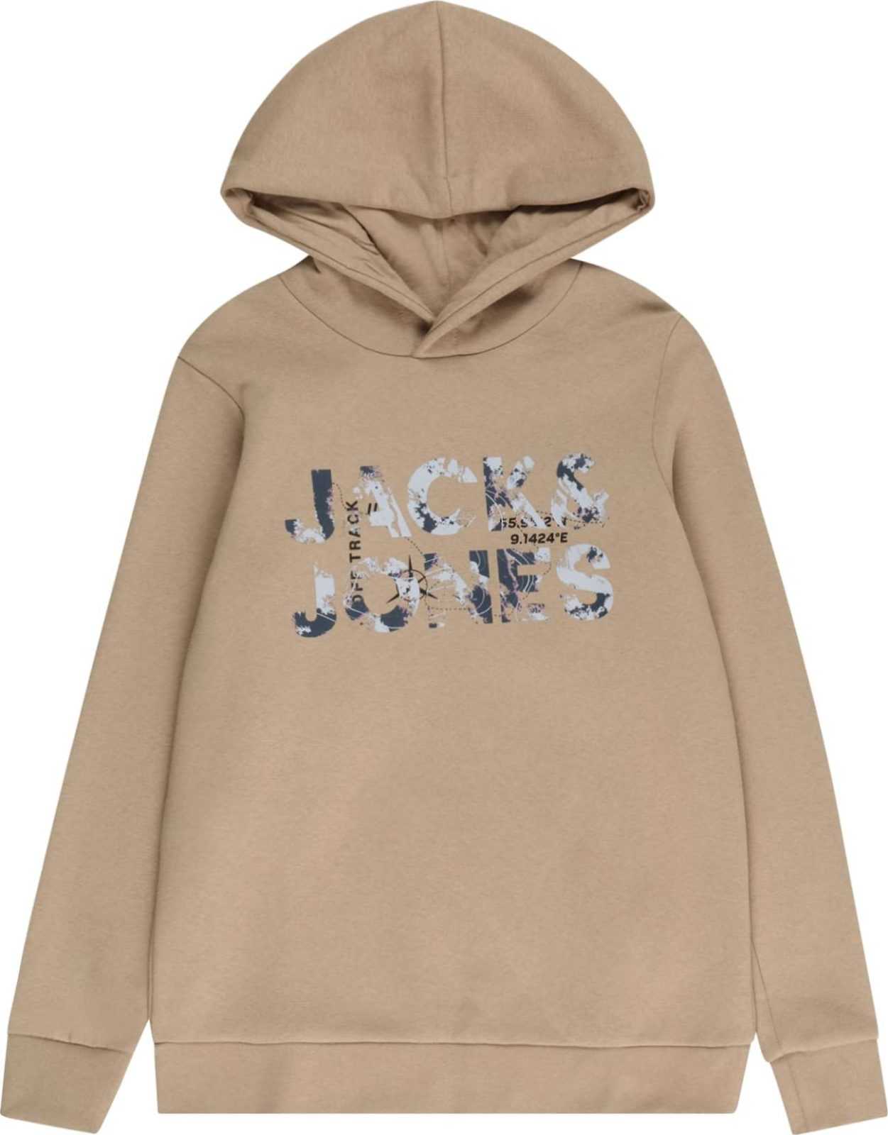 Jack & Jones Junior Mikina 'Tech' tmavě béžová / námořnická modř / světlemodrá