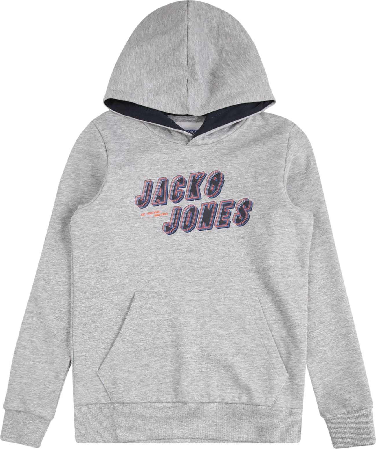 Jack & Jones Junior Mikina tmavě modrá / šedá / oranžová / červená