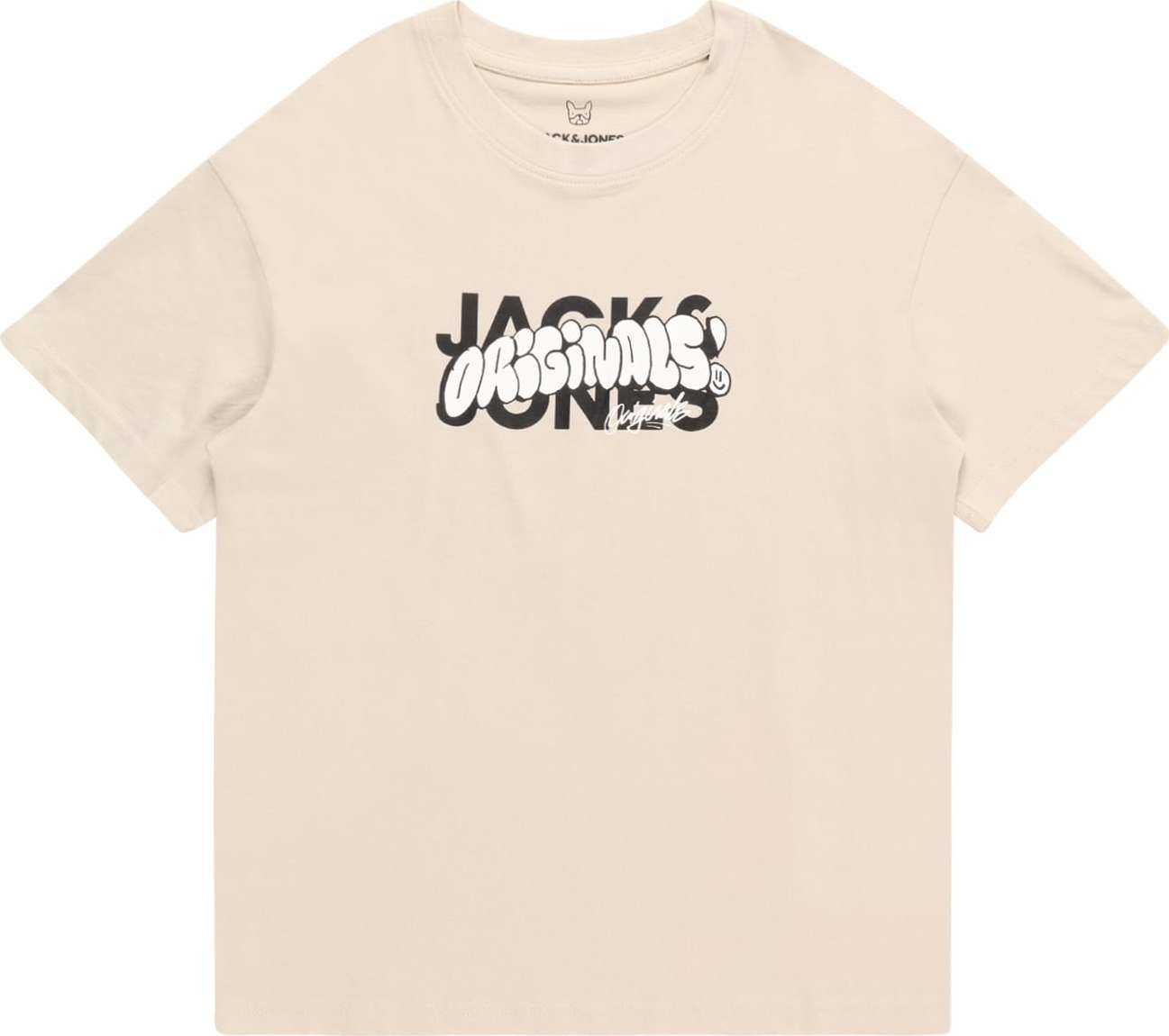 Jack & Jones Junior Tričko 'GRAFITTI' béžová / černá / bílá