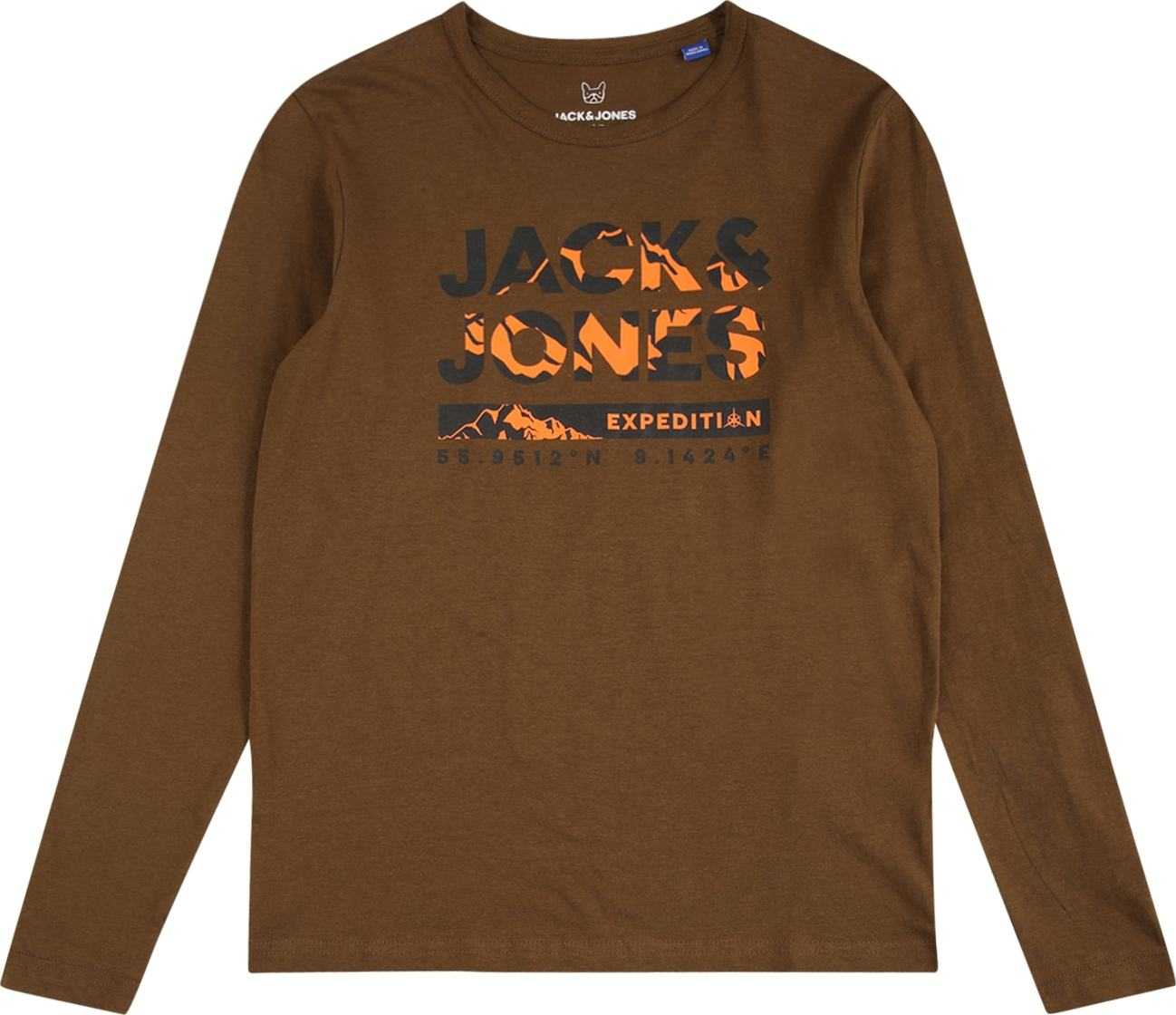 Jack & Jones Junior Tričko 'HUNTER' hnědá / oranžová / černá