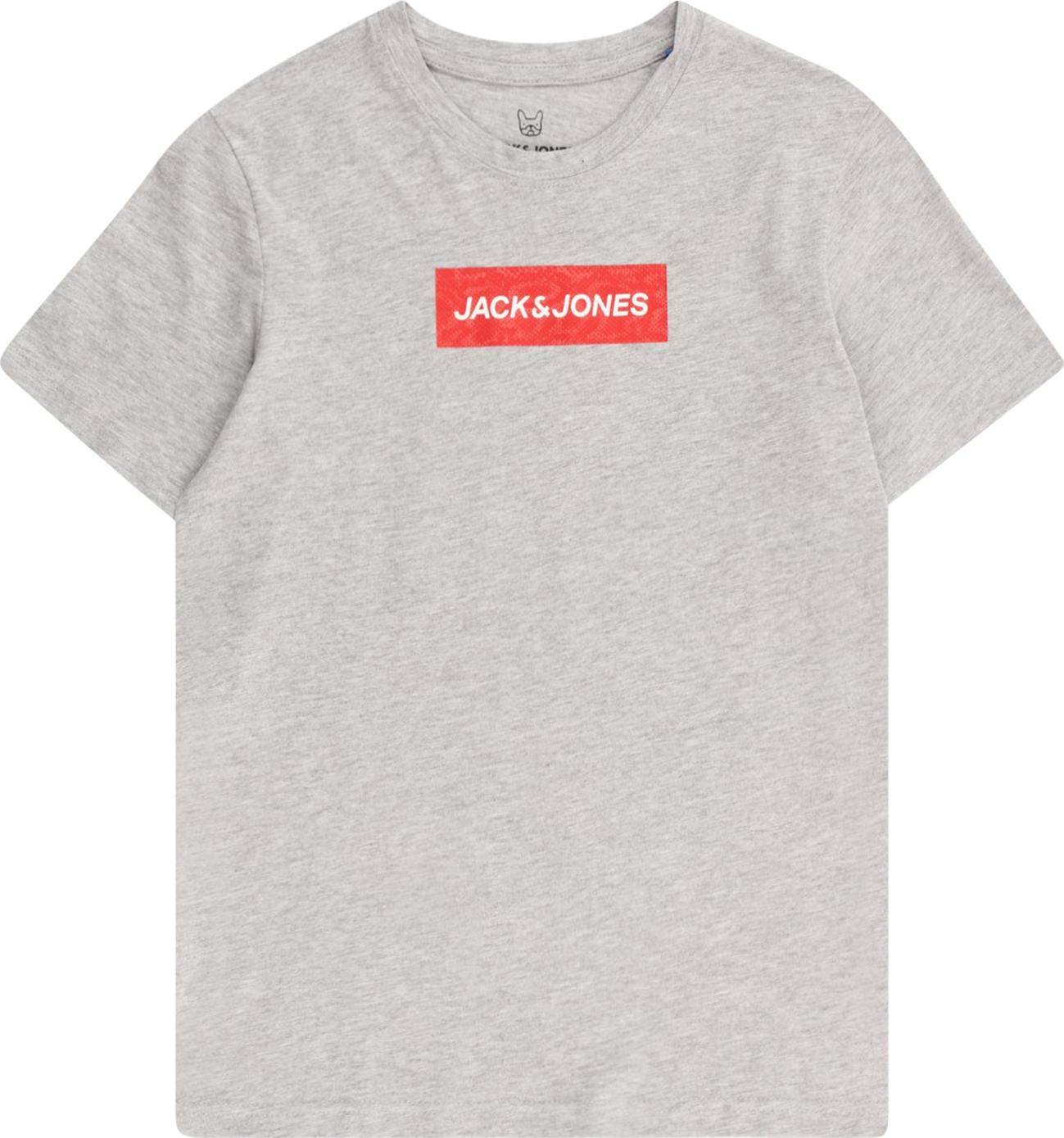 Jack & Jones Junior Tričko 'Navigator' šedý melír / červená / bílá