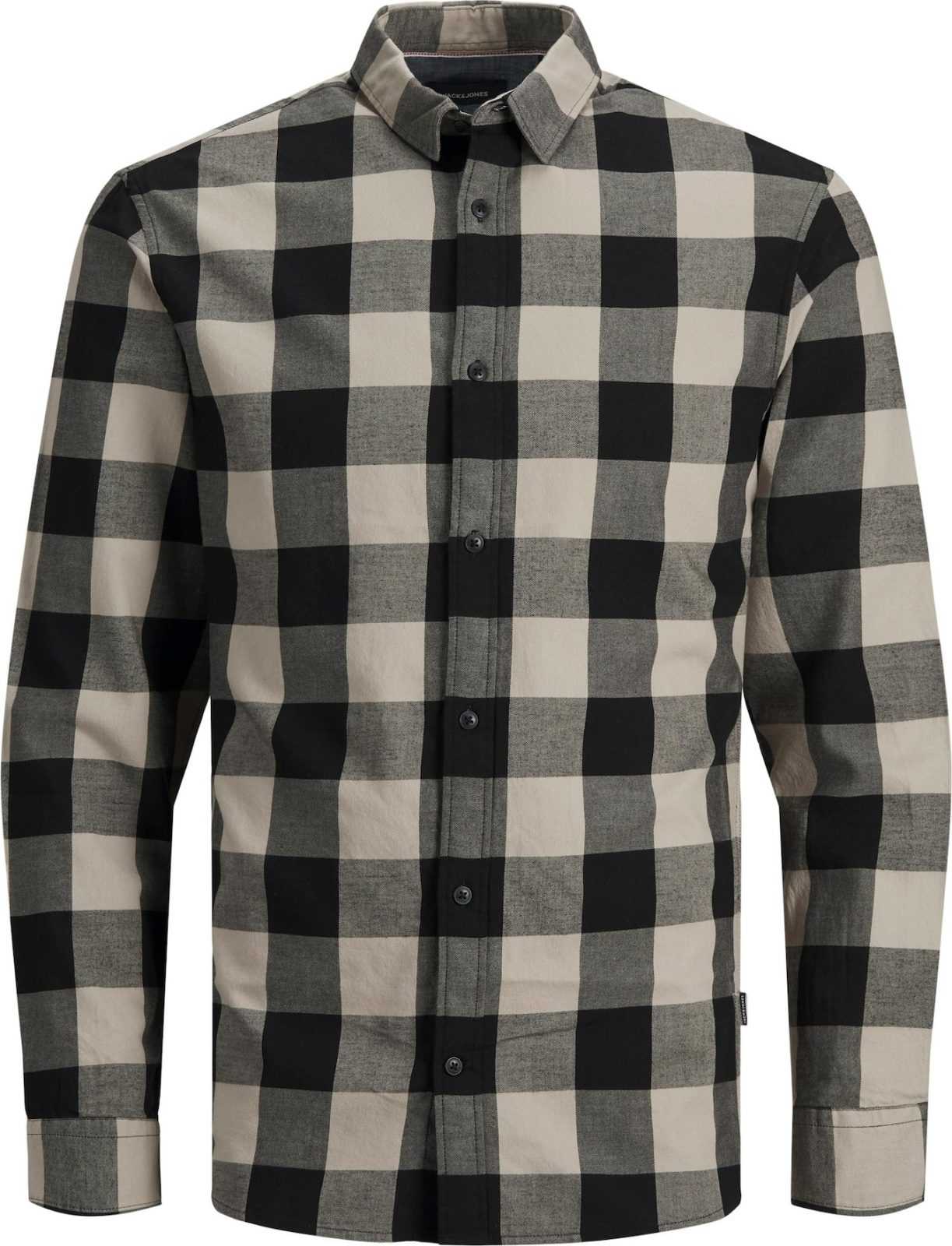 JACK & JONES Košile 'Gingham' béžová / černá