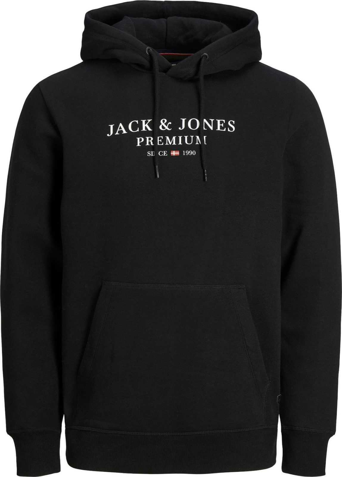 JACK & JONES Mikina 'Archie' černá / bílá