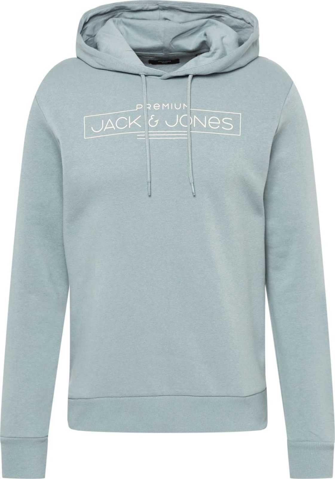 JACK & JONES Mikina 'BLALOGO' kouřově modrá / offwhite