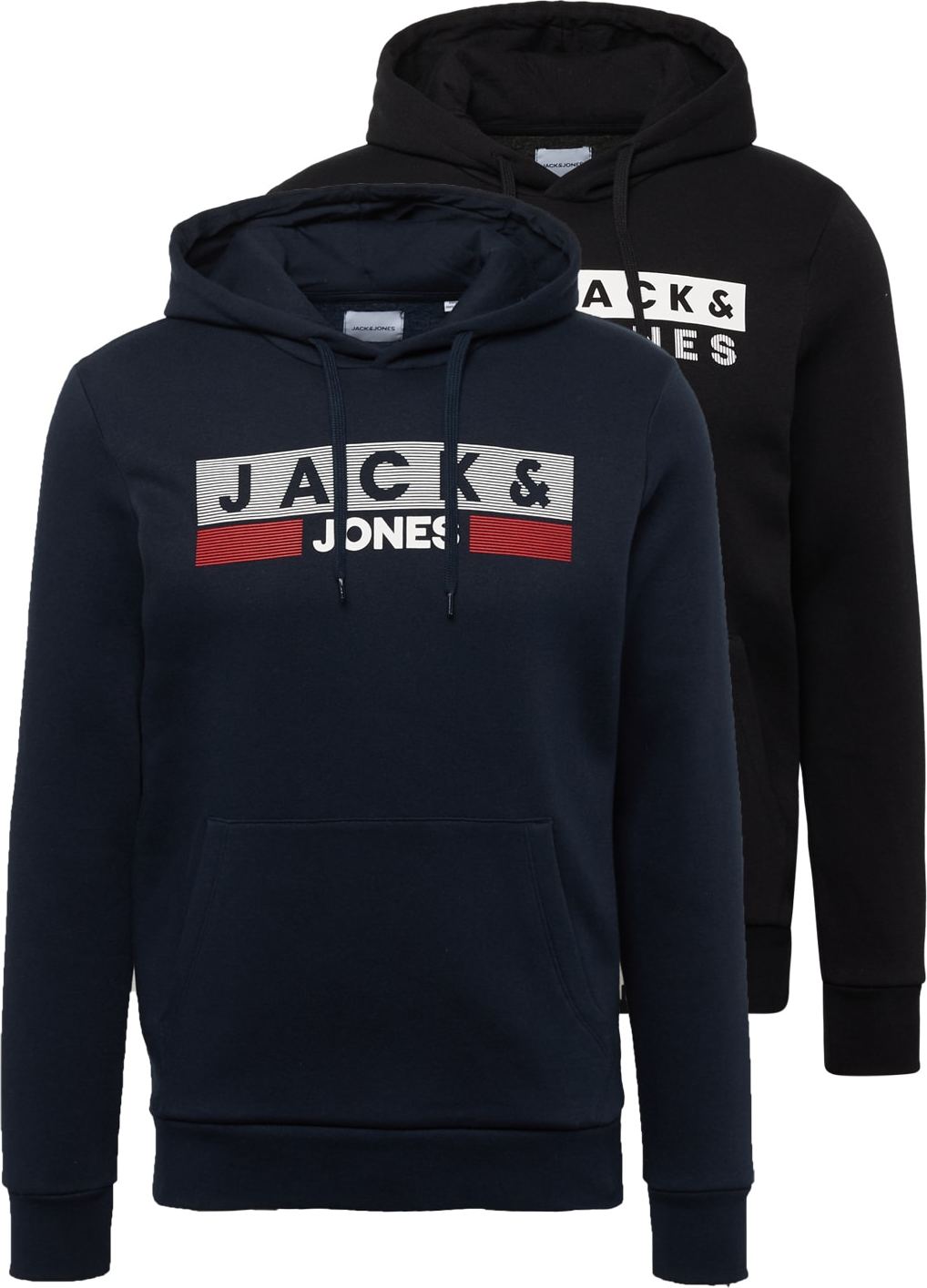 JACK & JONES Mikina červená / černá / bílá