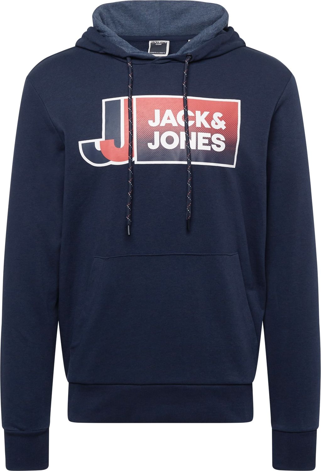 JACK & JONES Mikina 'LOGAN' námořnická modř / pastelově červená / bílá