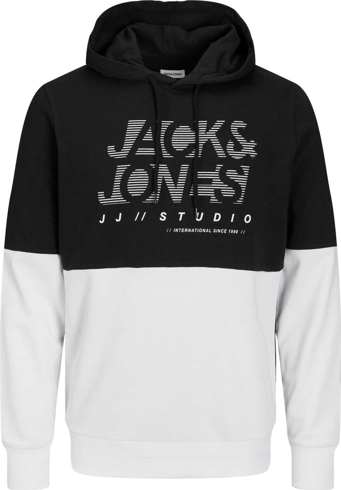 JACK & JONES Mikina 'MARCO' černá / přírodní bílá