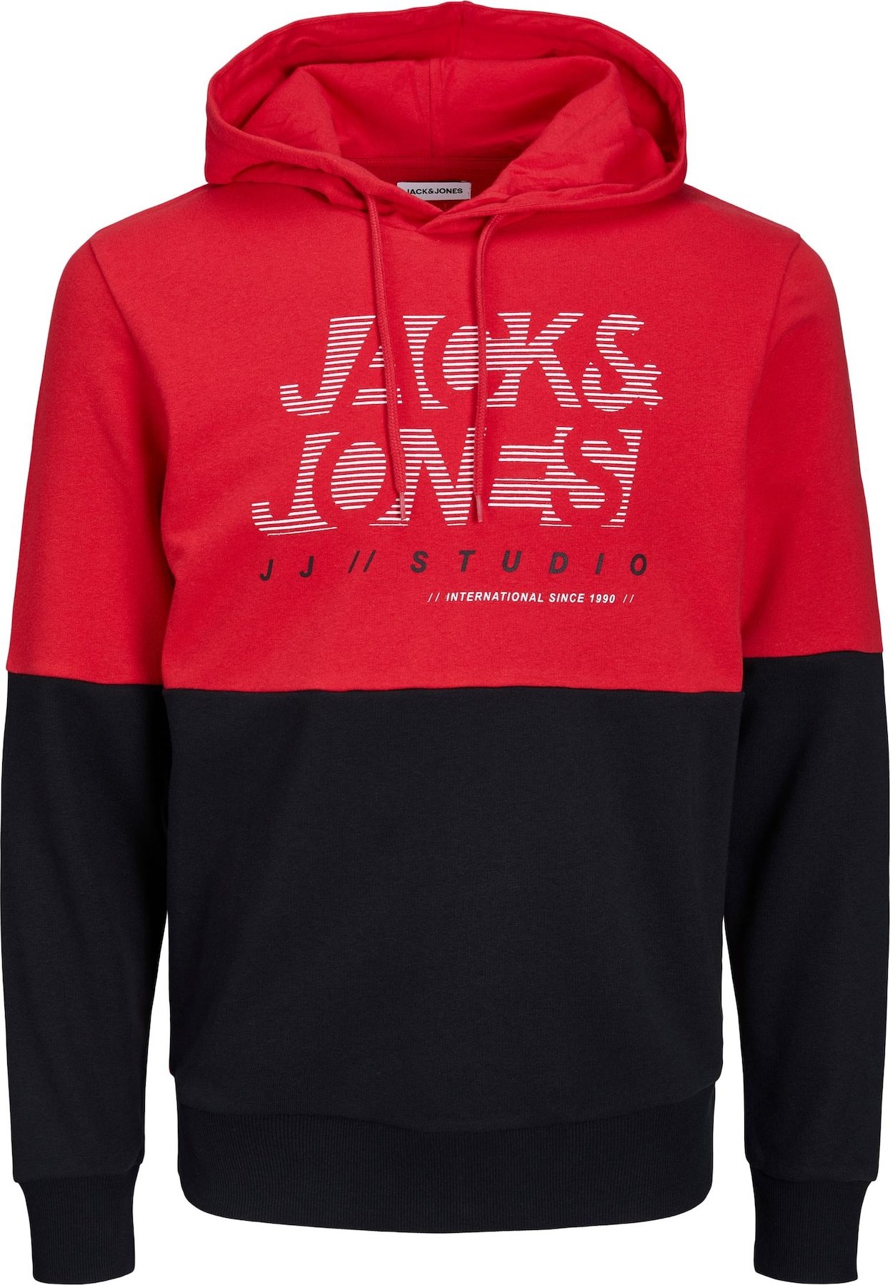 JACK & JONES Mikina 'MARCO' námořnická modř / jasně červená / bílá