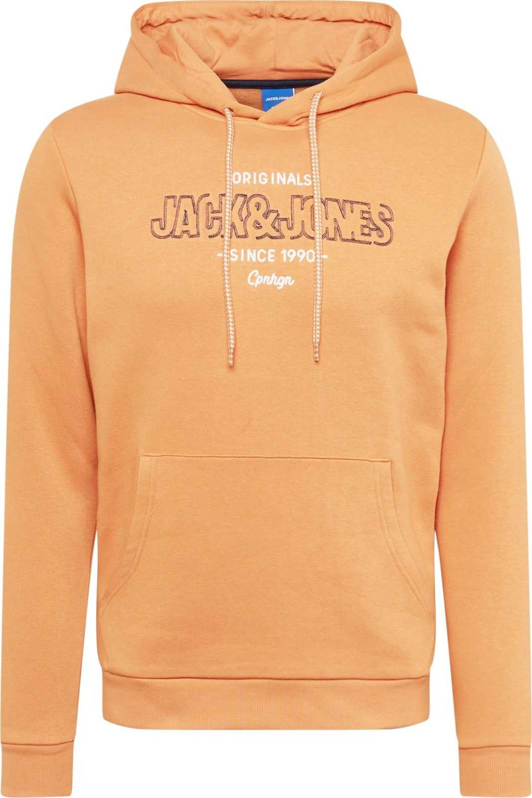 JACK & JONES Mikina meruňková / burgundská červeň / bílá