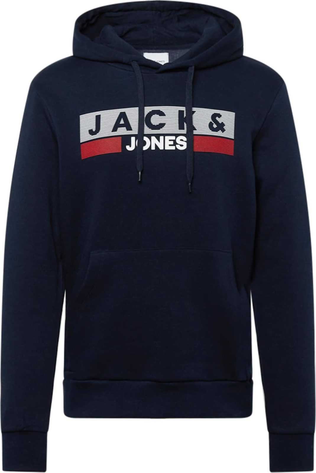 JACK & JONES Mikina námořnická modř / červená / bílá